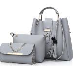 Graue Elegante Handtaschen Sets aus Glattleder für Damen klein 