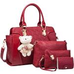 Burgundfarbene Handtaschen Sets mit Reißverschluss aus Kunstleder für Damen klein 