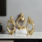 Goldene Moderne 13 cm Abstrakte Skulpturen mit Ornament-Motiv aus Kunstharz zum Valentinstag 