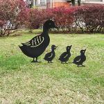 Schwarze Art Deco Deko-Vögel für den Garten pulverbeschichtet aus Eisen rostfrei 4-teilig Ostern 