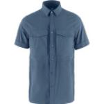 Blaue Kurzärmelige Fjällräven Abisko Nachhaltige Shirts mit Tasche mit Reißverschluss aus Polyester für Herren Größe M 