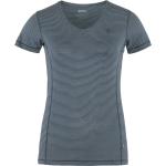 Blaue Kurzärmelige Fjällräven Abisko Bio Nachhaltige T-Shirts aus Lyocell für Damen Größe M 