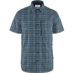 Indigofarbene Kurzärmelige Fjällräven Abisko Nachhaltige Shirts mit Tasche mit Reißverschluss für Herren Größe S für den für den Sommer 