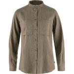 Braune Langärmelige Fjällräven Nachhaltige Stehkragen Stehkragenhemden mit Knopf aus Leder für Damen Größe XL 