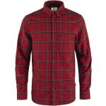 Rote Langärmelige Fjällräven Bio Nachhaltige Button Down Kragen Shirts mit Tasche mit Knopf aus Flanell für Herren Größe M 