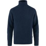 Marineblaue Langärmelige Fjällräven Nachhaltige Rollkragen Herrensweatshirts aus Wolle Größe XL für den für den Herbst 