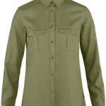 Grüne Langärmelige Fjällräven Travel Nachhaltige Shirts mit Tasche mit Reißverschluss aus Hanffaser für Damen Größe S 