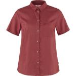 Rote Tropische Kurzärmelige Fjällräven Travel Nachhaltige Shirts mit Tasche mit Knopf aus Hanffaser für Herren Größe L 