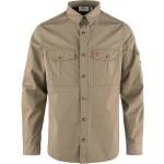 Braune Langärmelige Fjällräven Singi Nachhaltige Shirts mit Tasche mit Knopf aus Leder für Herren Größe XL 