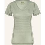 Hellgrüne Fjällräven Abisko Nachhaltige V-Ausschnitt T-Shirts für Damen Größe S 