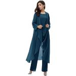 Reduzierte Cyanblaue Elegante Damenhosenanzüge aus Chiffon Größe 3 XL 3-teilig für Hochzeitsgäste 
