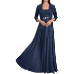 Marineblaue Elegante Maxi Lange Abendkleider aus Chiffon für Damen Größe M für Hochzeitsgäste 