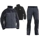 Fladen Authentic Wear 3in1 Outdoor Thermo Anzug - Grau-Schwarz - Allwetter Angel Jacke & Hose - inkl. herausnehmbarer Fleece Jacke - Winter Anzug (XXL)