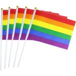 Reduzierte LGBT Regenbogenfahnen aus Kunststoff 50-teilig 