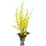 Gelbe Künstliche Orchideen mit Insekten-Motiv aus Seide 