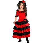 Rote Spanierin-Kostüme mit Volants aus Satin für Kinder Größe 164 
