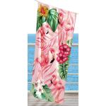 Rosa Strandlaken mit Tiermotiv aus Frottee maschinenwaschbar 75x150 