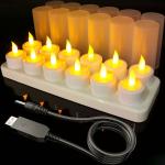 Gelbe LED Kerzen mit beweglicher Flamme wiederaufladbar 