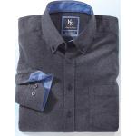 Anthrazitfarbene Unifarbene bader Button Down Kragen Hemden mit Button-Down-Kragen mit Knopf aus Flanell für Herren Größe L 