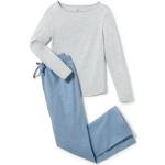 Reduzierte Cremefarbene Melierte TCHIBO Nachhaltige Damenschlafanzüge & Damenpyjamas aus Flanell Größe M 