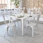 Reduzierte Weiße Esszimmerstühle & Küchenstühle pulverbeschichtet aus Metall stapelbar 4-teilig 