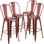 Rote Moderne Barhocker & Barstühle aus Metall mit Rückenlehne Breite 0-50cm, Höhe 100-150cm, Tiefe 0-50cm 4-teilig 