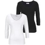 Flashlights V-Shirt, (Packung, 2er-Pack), mit 3/4 Ärmel schwarz-weiß Damen V-Shirt Shirts Sweatshirts