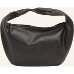 Schwarze Flattered Lederhandtaschen mit Reißverschluss aus Kalbsleder mit Innentaschen für Damen 