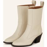 Reduzierte Cremefarbene Flattered Spitze Ankle Boots & Klassische Stiefeletten mit Reißverschluss aus Glattleder für Damen Größe 38 