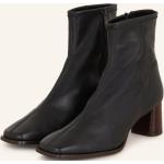 Schwarze Flattered Karree Blockabsatz Ankle Boots & Klassische Stiefeletten mit Reißverschluss aus Glattleder für Damen Größe 42 