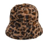 Reduzierte Kamelbraune Animal-Print Damenhüte mit Leopard-Motiv aus Kunstfell 35 für den für den Winter 
