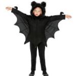 Schwarze Fledermaus-Kostüme aus Kunstfell für Kinder 