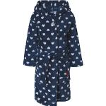 Dunkelblaue Playshoes Herzchen Kinderbademäntel mit Kapuze mit Herz-Motiv mit Knopf aus Fleece für Mädchen Größe 146 