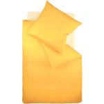 Reduzierte Gelbe Unifarbene Fleuresse Colours Baumwollbettwäsche mit Reißverschluss aus Mako-Satin maschinenwaschbar 155x220 