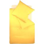 Reduzierte Gelbe Unifarbene Fleuresse Colours Baumwollbettwäsche mit Reißverschluss aus Mako-Satin maschinenwaschbar 155x220 