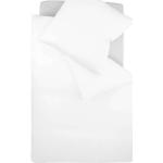Weiße Unifarbene Fleuresse Zürich Satinbettwäsche mit Reißverschluss aus Baumwolle maschinenwaschbar 155x220 