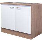 Reduzierte Weiße Moderne Flex-Well Küchenunterschränke aus Holz Breite 100-150cm, Höhe 50-100cm, Tiefe 50-100cm 