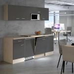 Reduzierte Graue Moderne Flex-Well Singleküchen & Miniküchen aus Eiche Breite 200-250cm 