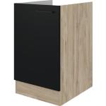 Schwarze Flex-Well Küchenunterschränke matt aus Eiche mit Schublade Breite 0-50cm, Höhe 50-100cm, Tiefe 50-100cm 