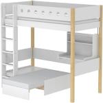 Weiße Skandinavische FLEXA Hochbetten mit Schreibtisch aus Massivholz 90x200 