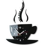 FLEXISTYLE Tasse Zeit für Kaffee Moderne Küche Wanduhr, 3D römisch, wanduhr deko (schwarz)