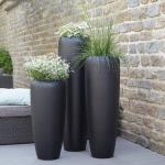Schwarze Moderne 34 cm Runde Bodenvasen & Vasen für Pampasgras 75 cm matt aus Glasfaser 