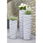 Graue Moderne Runde Bodenvasen & Vasen für Pampasgras 33 cm matt aus Glasfaser 