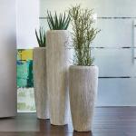 Graue Moderne 34 cm Runde Bodenvasen & Vasen für Pampasgras 34 cm matt 