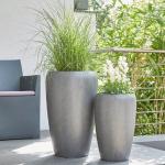 Graue Moderne 32 cm Runde Bodenvasen & Vasen für Pampasgras 32 cm matt aus Glasfaser 