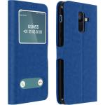 Blaue Samsung Galaxy A6 Plus Hüllen Art: Flip Cases aus Kunstleder mit Sichtfenster 