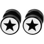 Schwarze Sterne Emoji Stahlohrstecker für Herren 2-teilig 