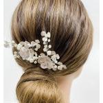 Elfenbeinfarbene Elegante Haarnadeln mit Perlen aus Rosegold für die Braut 