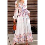 Rosa Blumenmuster Cupshe Maxi V-Ausschnitt Brautkleider & Hochzeitskleider aus Polyester für Damen Größe L für die Braut 