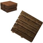 Floranica Holzterrassenplatten 2,5m2 (10 Stück 50x50 cm) Imprägniertes Lärchenholz Braun Boden für die Sauna Terrasse oder dem Balkon Holzfliese im Garten Gefräste Oberfläche